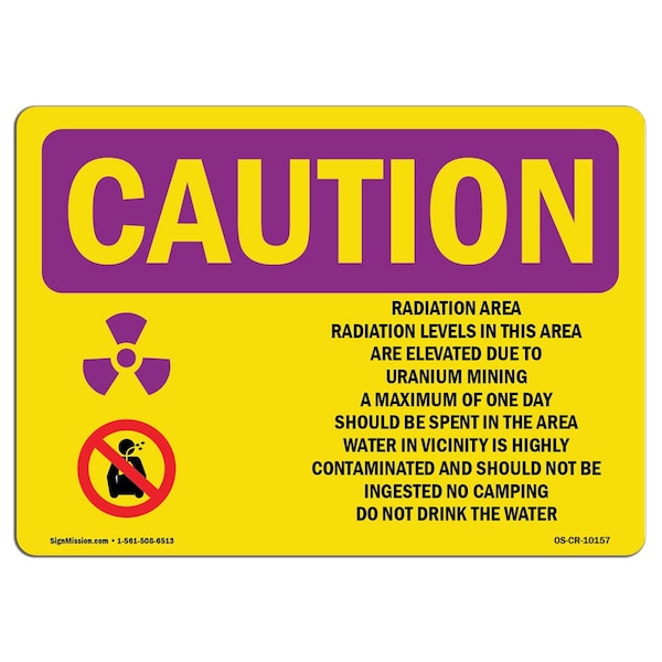 OSHA RADIATION, Radiation Area Radiation Levels W/ Symbol, 18in X 12in Decal, OS-CR-D-1218-L-10157